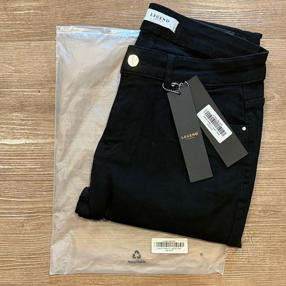 Legend Men's Slim Black Jeans 32x32